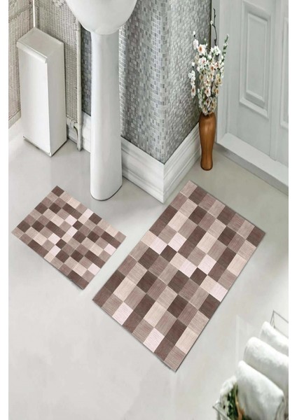 Banyo Halısı Ikili Klozet Takımı Kaymaz Tabanlı (60 cm x 100 cm + 40 cm x 60 Cm) fiyatları