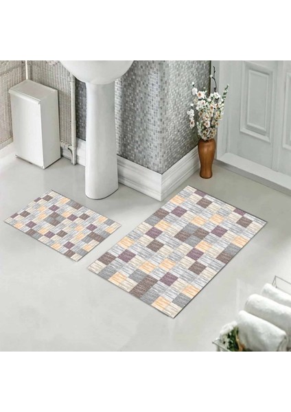 Banyo Halısı Ikili Klozet Takımı Kaymaz Tabanlı (60 cm x 100 cm + 40 cm x 60 Cm) modelleri