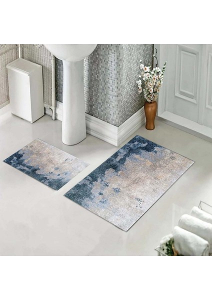 Banyo Halısı Ikili Klozet Takımı Kaymaz Tabanlı (60 cm x 100 cm + 40 cm x 60 Cm)