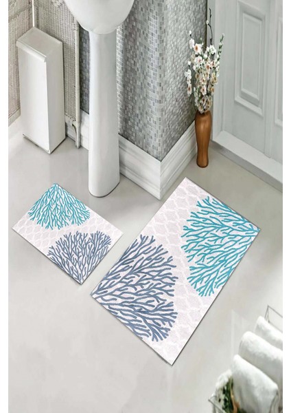 Banyo Halısı Ikili Klozet Takımı Kaymaz Tabanlı (60 cm x 100 cm + 40 cm x 60 Cm) fiyatları