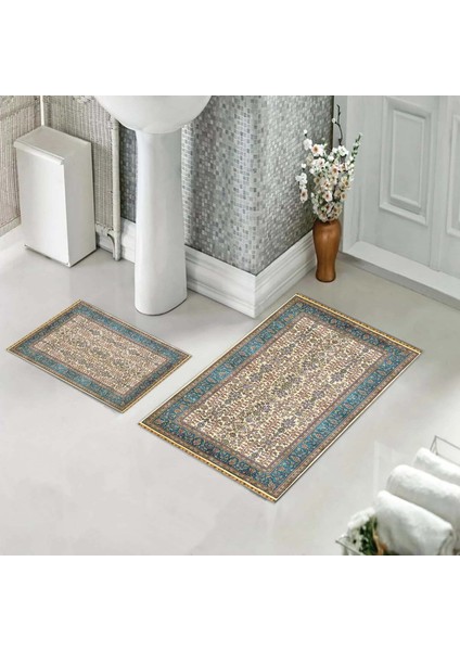 Banyo Halısı Ikili Klozet Takımı Kaymaz Tabanlı (60 cm x 100 cm + 40 cm x 60 Cm)