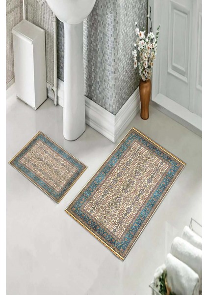 Banyo Halısı Ikili Klozet Takımı Kaymaz Tabanlı (60 cm x 100 cm + 40 cm x 60 Cm) fiyatları