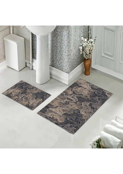 Banyo Halısı Ikili Klozet Takımı Kaymaz Tabanlı (60 cm x 100 cm + 40 cm x 60 Cm)