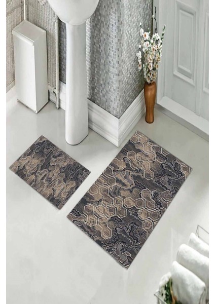 Banyo Halısı Ikili Klozet Takımı Kaymaz Tabanlı (60 cm x 100 cm + 40 cm x 60 Cm) fiyatları