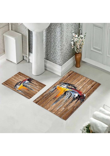 Banyo Halısı Ikili Klozet Takımı Kaymaz Tabanlı (60 cm x 100 cm + 40 cm x 60 Cm)