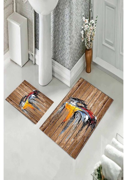 Banyo Halısı Ikili Klozet Takımı Kaymaz Tabanlı (60 cm x 100 cm + 40 cm x 60 Cm) fiyatları
