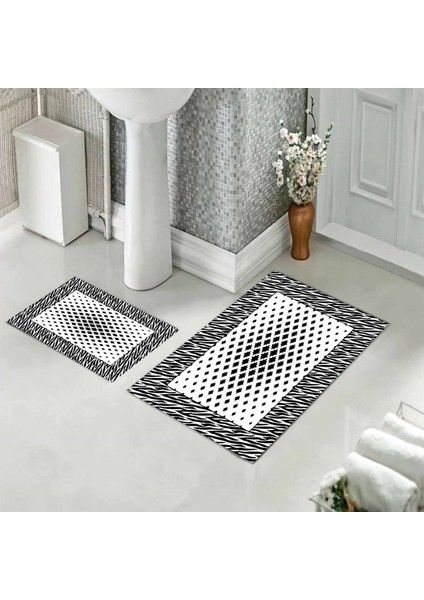 Banyo Halısı Ikili Klozet Takımı Kaymaz Tabanlı (60 cm x 100 cm + 40 cm x 60 Cm)