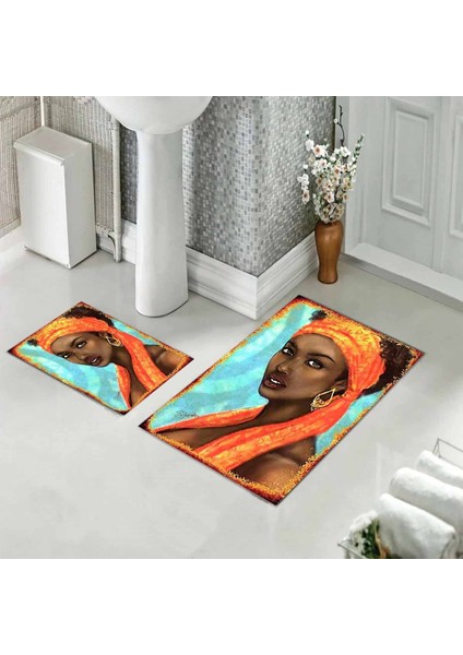 Banyo Halısı Ikili Klozet Takımı Kaymaz Tabanlı (60 cm x 100 cm + 40 cm x 60 Cm)