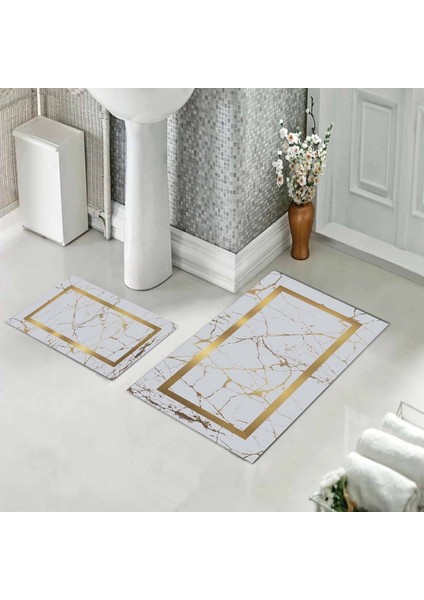 Banyo Halısı Ikili Klozet Takımı Kaymaz Tabanlı (60 cm x 100 cm + 40 cm x 60 Cm) modelleri