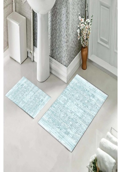 Banyo Halısı Ikili Klozet Takımı Kaymaz Tabanlı (60 cm x 100 cm + 40 cm x 60 Cm)