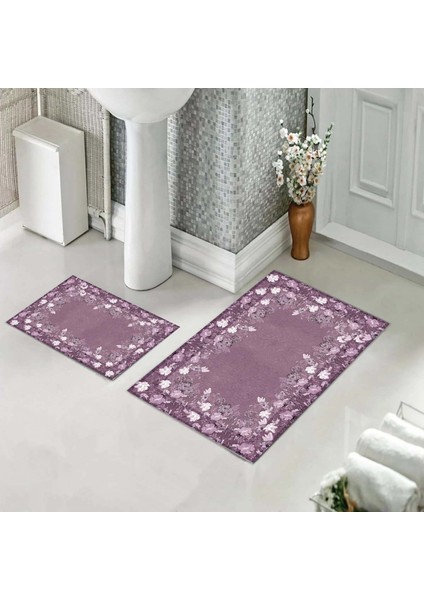 Banyo Halısı Ikili Klozet Takımı Kaymaz Tabanlı (60 cm x 100 cm + 40 cm x 60 Cm)