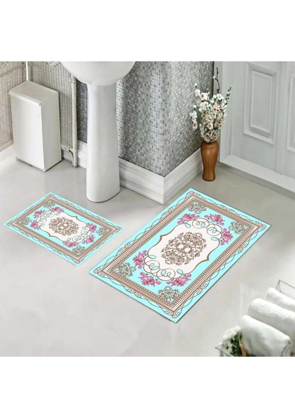 Banyo Halısı Ikili Klozet Takımı Kaymaz Tabanlı (60 cm x 100 cm + 40 cm x 60 Cm)