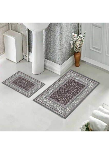 Banyo Halısı Ikili Klozet Takımı Kaymaz Tabanlı (60 cm x 100 cm + 40 cm x 60 Cm)