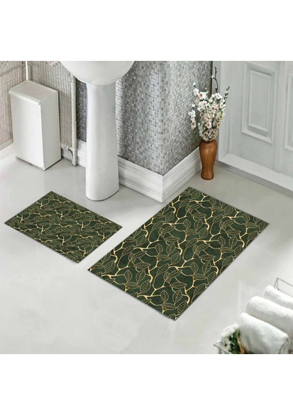 Banyo Halısı Ikili Klozet Takımı Kaymaz Tabanlı (60 cm x 100 cm + 40 cm x 60 Cm)
