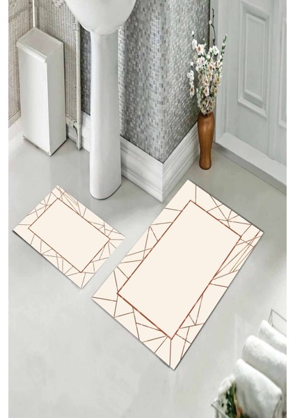 Banyo Halısı Ikili Klozet Takımı Kaymaz Tabanlı (60 cm x 100 cm + 40 cm x 60 Cm)