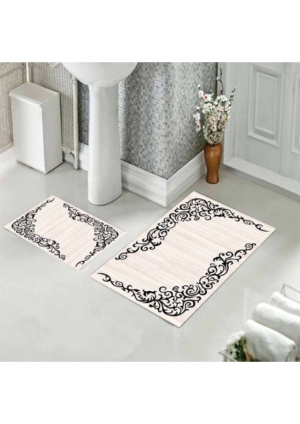 Banyo Halısı Ikili Klozet Takımı Kaymaz Tabanlı (60 cm x 100 cm + 40 cm x 60 Cm)