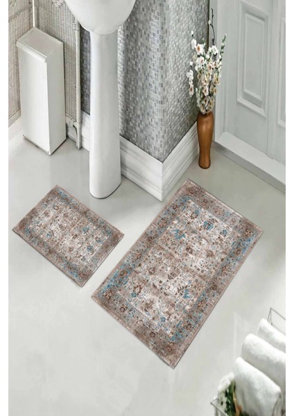 Banyo Halısı Ikili Klozet Takımı Kaymaz Tabanlı (60 cm x 100 cm + 40 cm x 60 Cm) fiyatları