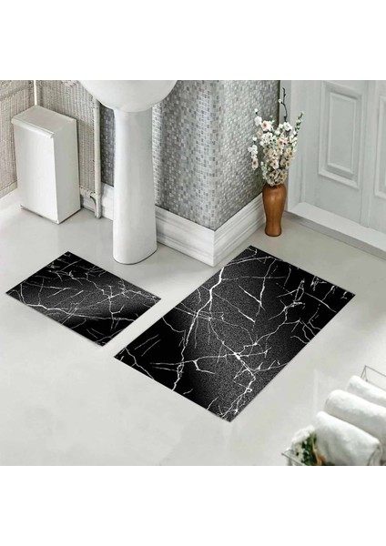 Banyo Halısı Ikili Klozet Takımı Kaymaz Tabanlı (60 cm x 100 cm + 40 cm x 60 Cm)