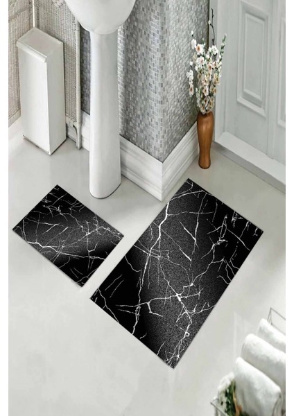 Banyo Halısı Ikili Klozet Takımı Kaymaz Tabanlı (60 cm x 100 cm + 40 cm x 60 Cm)