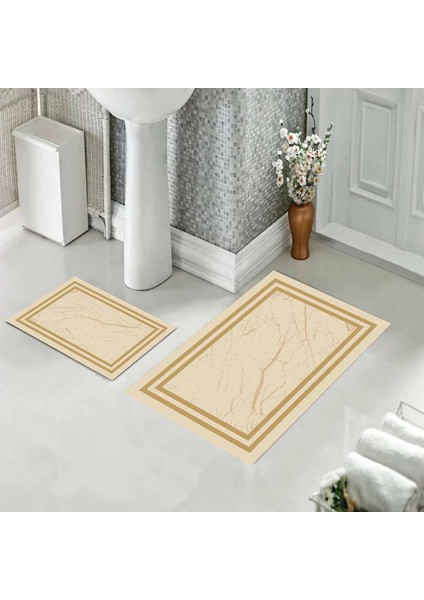 Banyo Halısı Ikili Klozet Takımı Kaymaz Tabanlı (60 cm x 100 cm + 40 cm x 60 Cm)