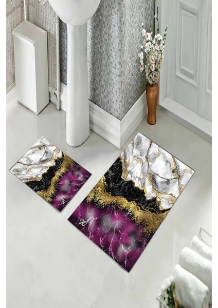 Banyo Halısı Ikili Klozet Takımı Kaymaz Tabanlı (60 cm x 100 cm + 40 cm x 60 Cm) fiyatları