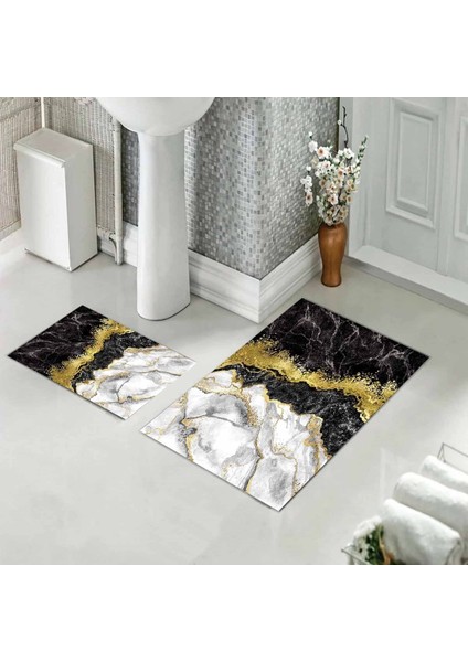 Banyo Halısı Ikili Klozet Takımı Kaymaz Tabanlı (60 cm x 100 cm + 40 cm x 60 Cm) modelleri