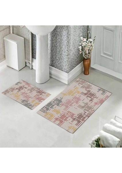 Banyo Halısı Ikili Klozet Takımı Kaymaz Tabanlı (60 cm x 100 cm + 40 cm x 60 Cm)