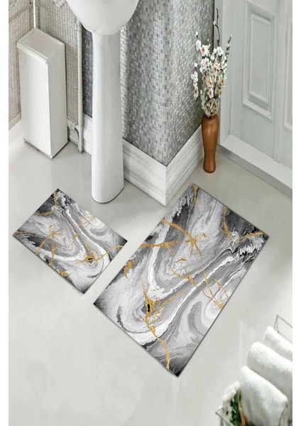 Banyo Halısı Ikili Klozet Takımı Kaymaz Tabanlı (60 cm x 100 cm + 40 cm x 60 Cm) fiyatları