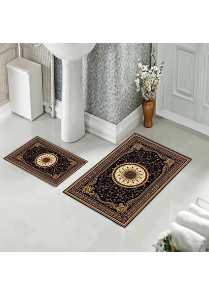 Banyo Halısı Ikili Klozet Takımı Kaymaz Tabanlı (60 cm x 100 cm + 40 cm x 60 Cm)