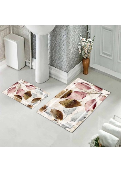 Banyo Halısı Ikili Klozet Takımı Kaymaz Tabanlı Banyo Paspas TAKIMI(60X100 + 40X60)
