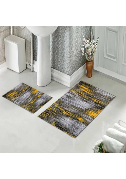 Banyo Halısı Ikili Klozet Takımı Kaymaz Tabanlı (60 cm x 100 cm + 40 cm x 60 Cm)