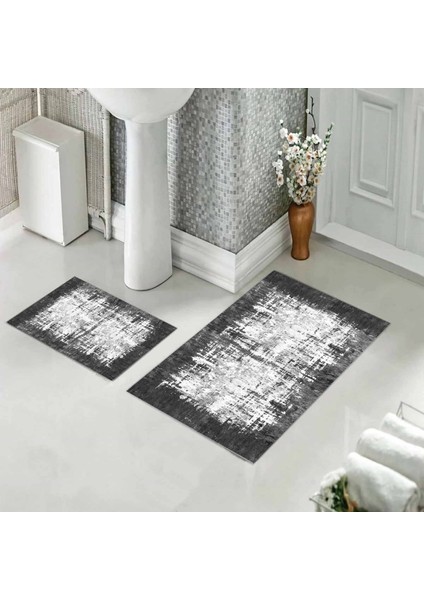 Banyo Halısı Ikili Klozet Takımı Kaymaz Tabanlı (60 cm x 100 cm + 40 cm x 60 Cm)