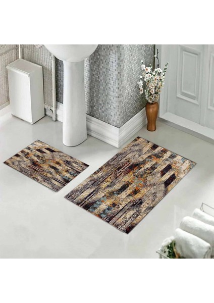 Banyo Halısı Ikili Klozet Takımı Kaymaz Tabanlı (60 cm x 100 cm + 40 cm x 60 Cm)