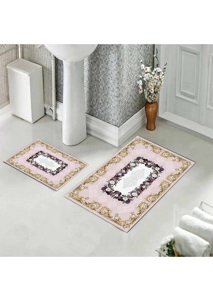 Banyo Halısı Ikili Klozet Takımı Kaymaz Tabanlı (60 cm x 100 cm + 40 cm x 60 Cm)