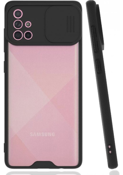 Samsung Galaxy A71 Uyumlu Platin Kamera Kızaklı Arka Koruma Kılıf - Siyah