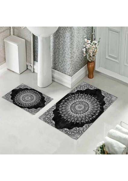 Banyo Halısı Ikili Klozet Takımı Kaymaz Tabanlı (60 cm x 100 cm + 40 cm x 60 Cm)