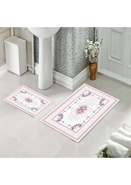 Banyo Halısı Ikili Klozet Takımı Kaymaz Tabanlı (60 cm x 100 cm + 40 cm x 60 Cm)