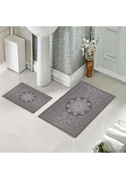 Banyo Halısı Ikili Klozet Takımı Kaymaz Tabanlı (60 cm x 100 cm + 40 cm x 60 Cm)