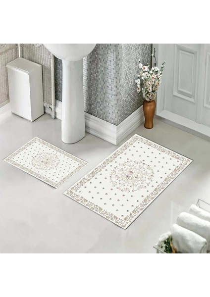 Banyo Halısı Ikili Klozet Takımı Kaymaz Tabanlı (60 cm x 100 cm + 40 cm x 60 Cm)