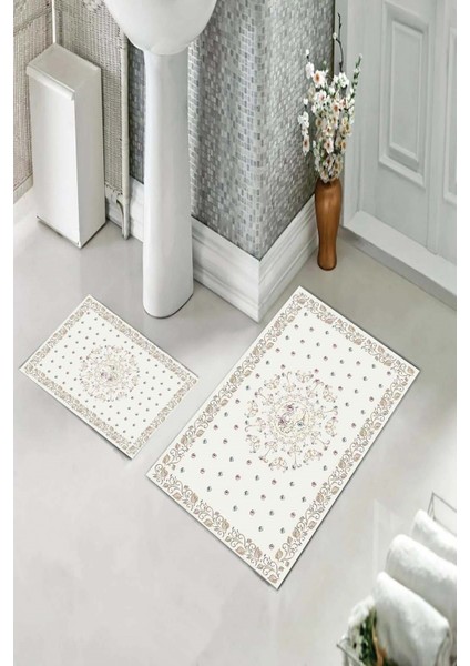 Banyo Halısı Ikili Klozet Takımı Kaymaz Tabanlı (60 cm x 100 cm + 40 cm x 60 Cm) fiyatları