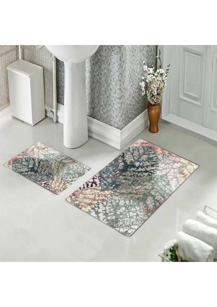 Banyo Halısı Ikili Klozet Takımı Kaymaz Tabanlı (60 cm x 100 cm + 40 cm x 60 Cm)
