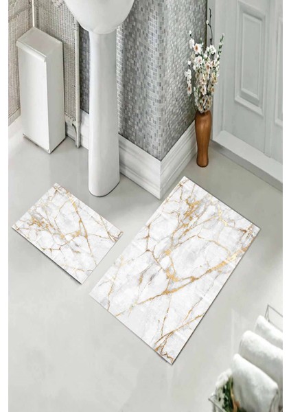 Banyo Halısı Ikili Klozet Takımı Kaymaz Tabanlı (60 cm x 100 cm + 40 cm x 60 Cm) fiyatları
