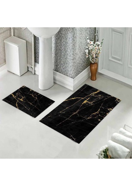 Banyo Halısı Ikili Klozet Takımı Kaymaz Tabanlı (60 cm x 100 cm + 40 cm x 60 Cm) modelleri
