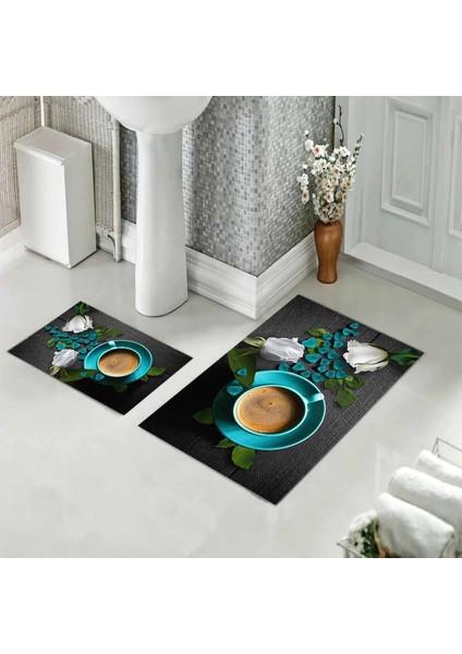 Banyo Halısı Ikili Klozet Takımı Kaymaz Tabanlı (60 cm x 100 cm + 40 cm x 60 Cm)