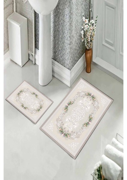 Banyo Halısı Ikili Klozet Takımı Kaymaz Tabanlı (60 cm x 100 cm + 40 cm x 60 Cm) fiyatları