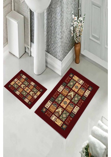 Banyo Halısı Ikili Klozet Takımı Kaymaz Tabanlı (60 cm x 100 cm + 40 cm x 60 Cm) fiyatları