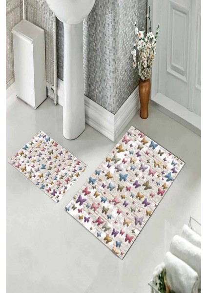Banyo Halısı Ikili Klozet Takımı Kaymaz Tabanlı (60 cm x 100 cm + 40 cm x 60 Cm) fiyatları