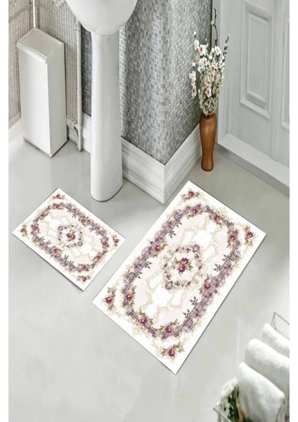 Banyo Halısı Ikili Klozet Takımı Kaymaz Tabanlı (60 cm x 100 cm + 40 cm x 60 Cm) fiyatları