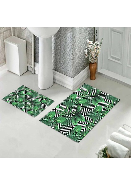Banyo Halısı Ikili Klozet Takımı Kaymaz Tabanlı (60 cm x 100 cm + 40 cm x 60 Cm)