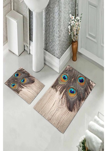 Banyo Halısı Ikili Klozet Takımı Kaymaz Tabanlı (60 cm x 100 cm + 40 cm x 60 Cm) fiyatları